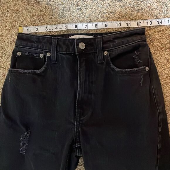 Abercrombie & Fitch Curve Love The Mom High Rise Distressed Jeans Black 24/00R - Picture 11 of 13